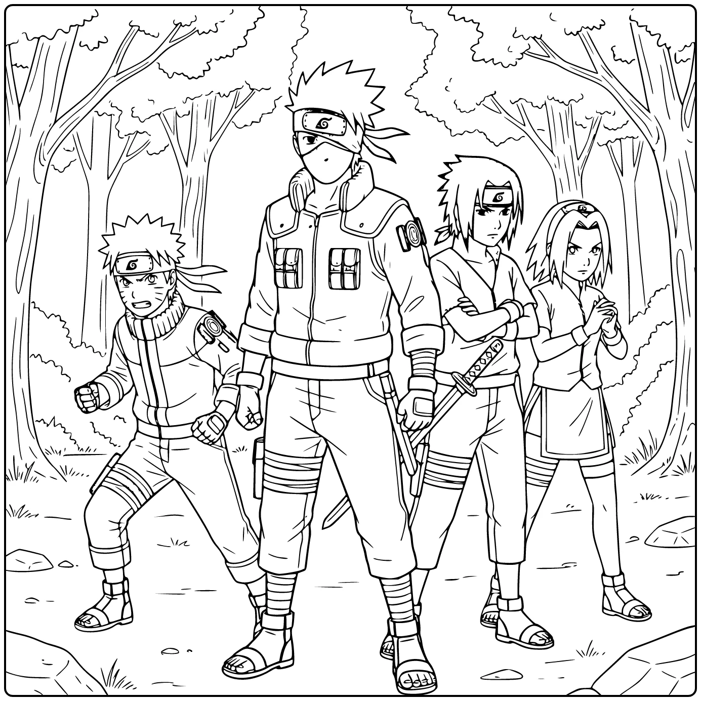 Kakashi Hatake in Center coloring page