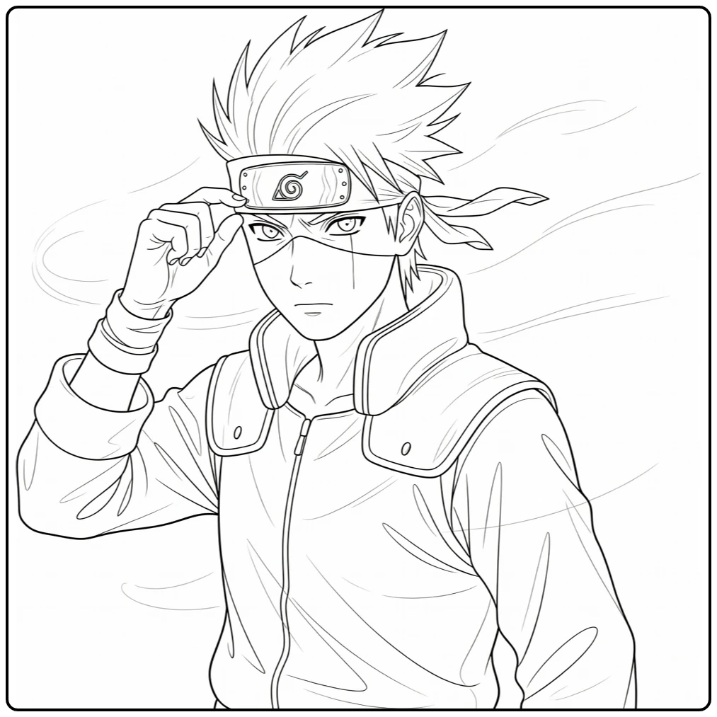 Kakashi Sideways Turn and Eye coloring page