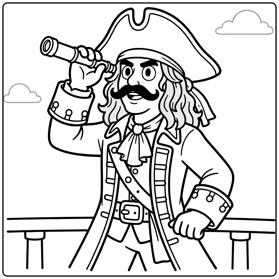 Captain Hook Dramatisch with Spyglass coloring page