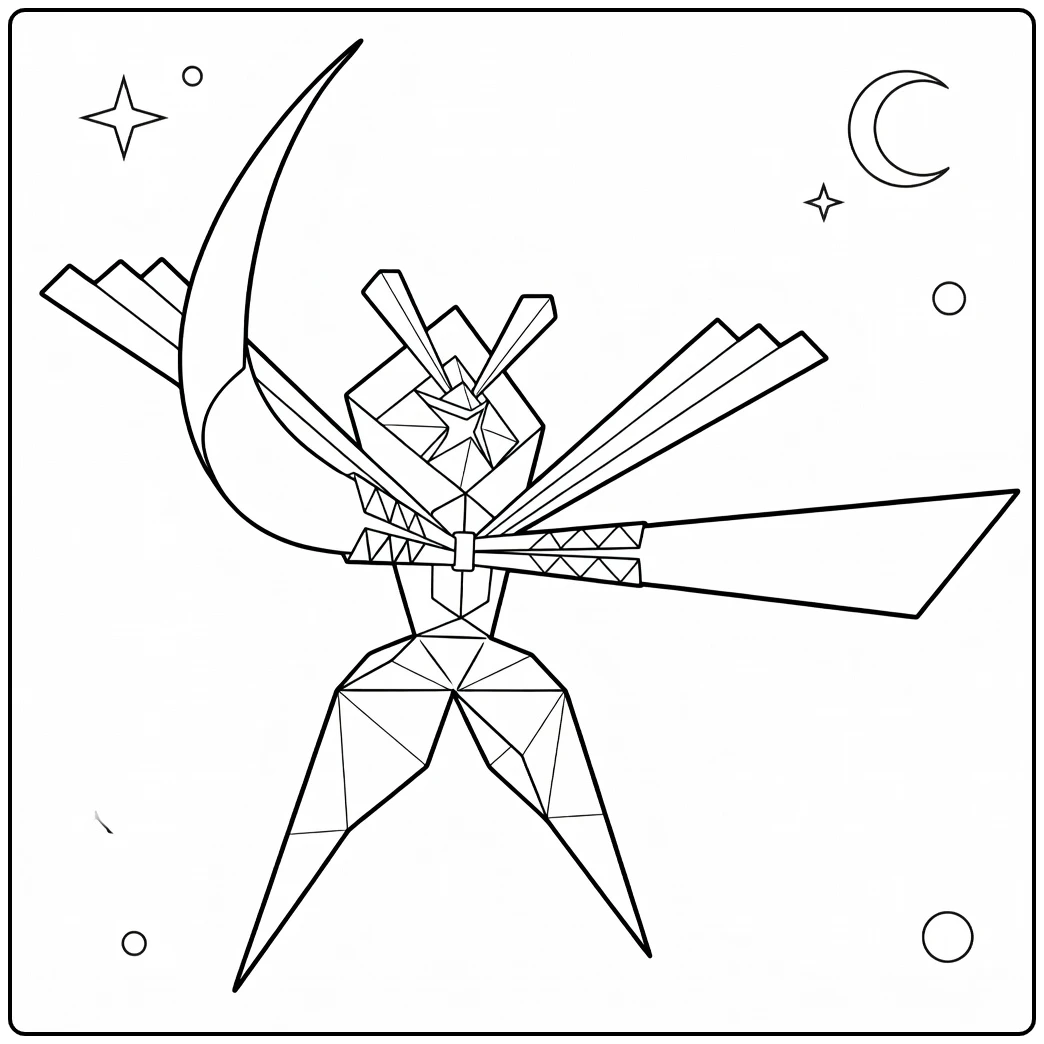Kartana in Night Sky with Moons coloring page