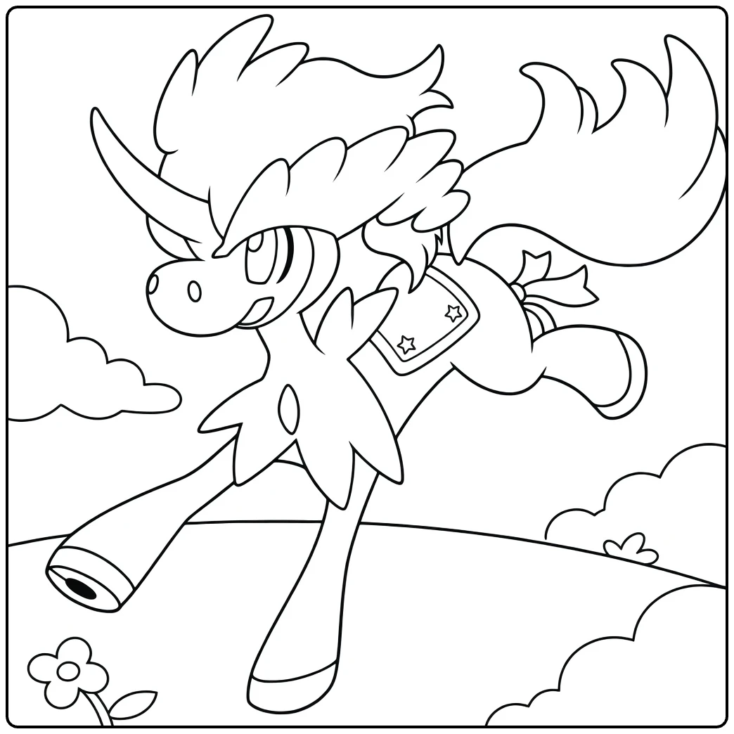 Keldeo Ordinary Form Water Pokemon in Action coloring page