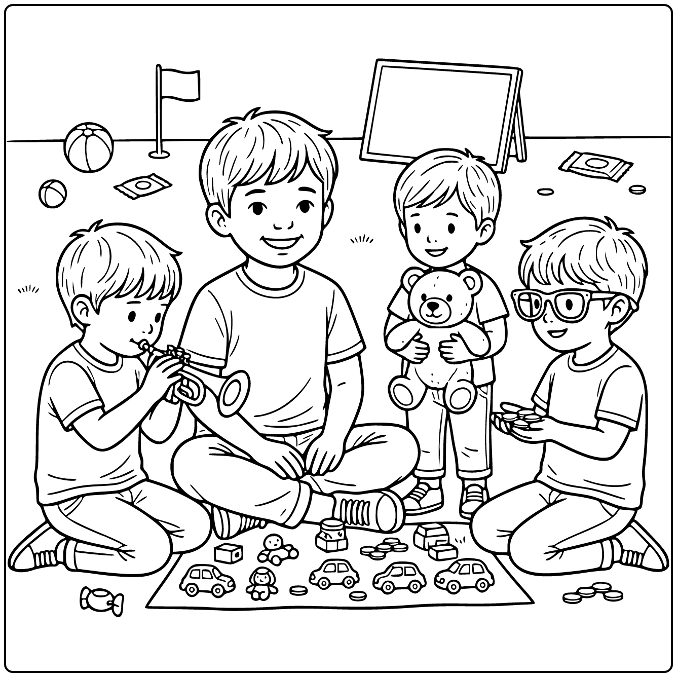 Children on King's Day Cheerful Child in the Center coloring page