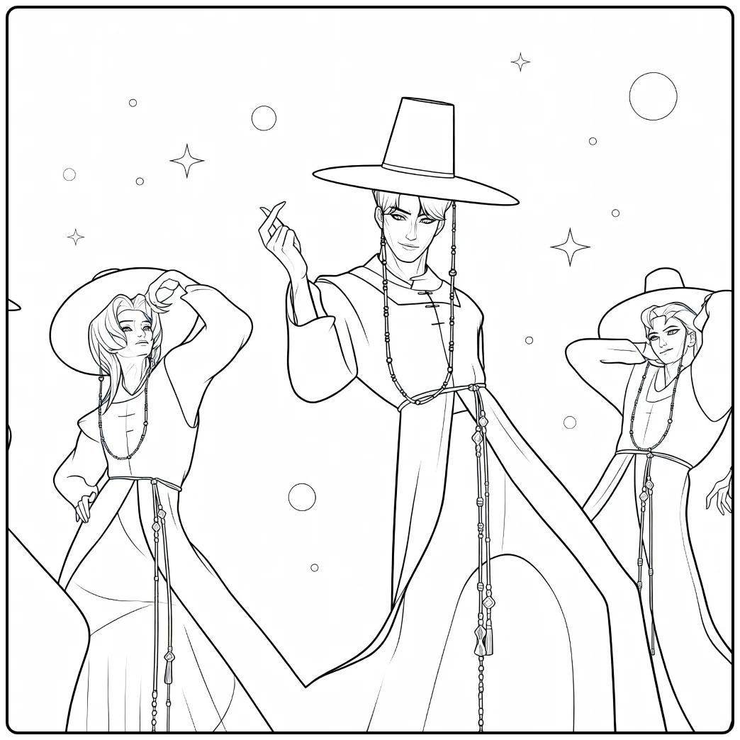 Color KPop Saja Boys Demon Hunters coloring page
