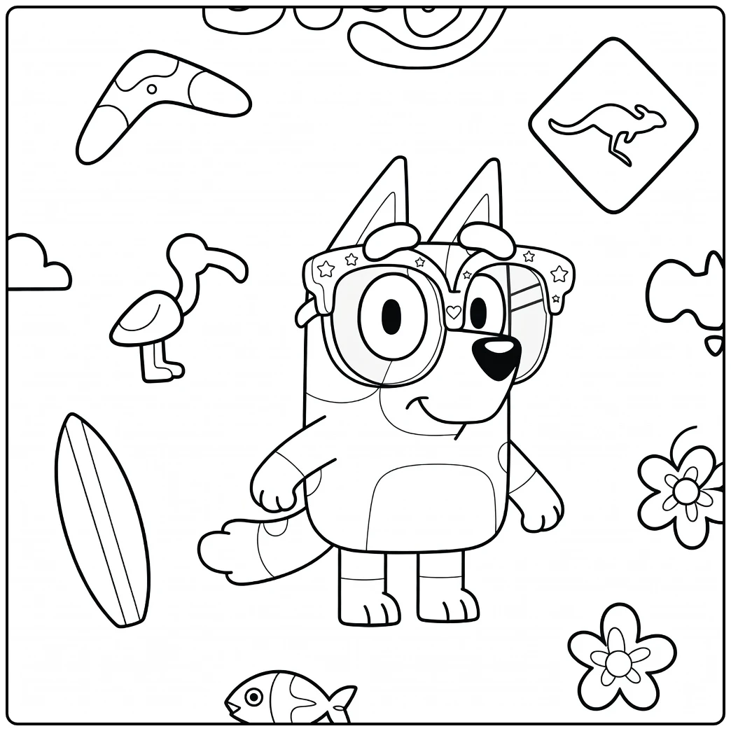 Bingo Bluey Australian Adventure coloring page