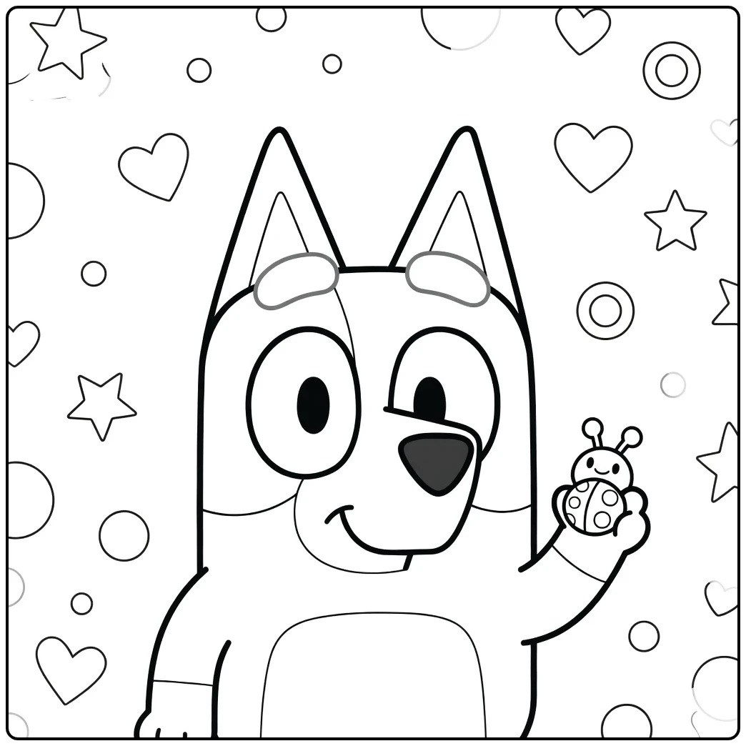 Bingo Bluey Ladybug Holding coloring page