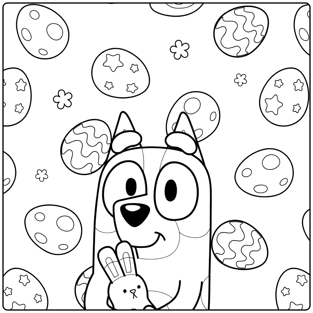 Bingo Bluey in Easter Time with Ears coloring page
