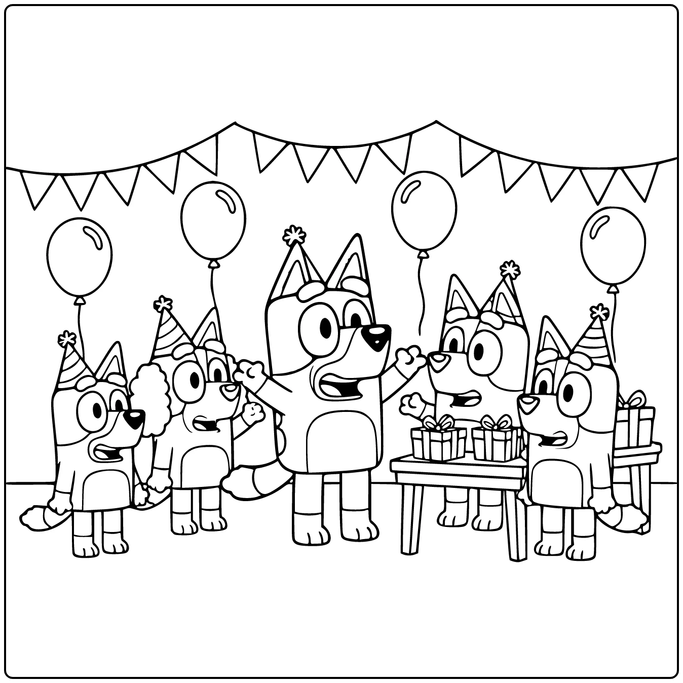 Birthday Bluey Leading Party Game coloring page