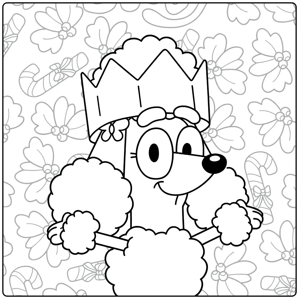 Coco Bluey as Poodle Queen coloring page