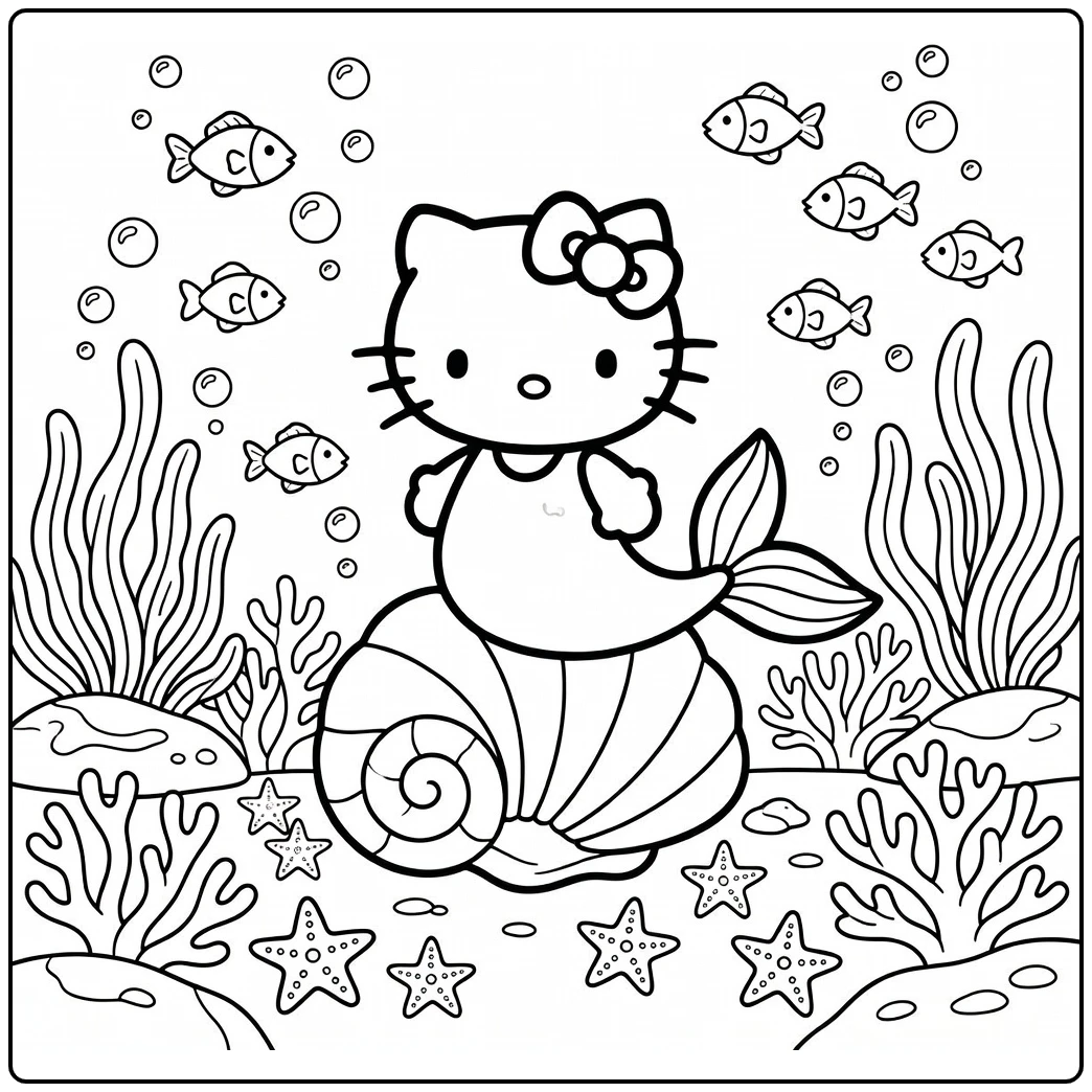 Hello Kitty Mermaid in Magical Undersea coloring page