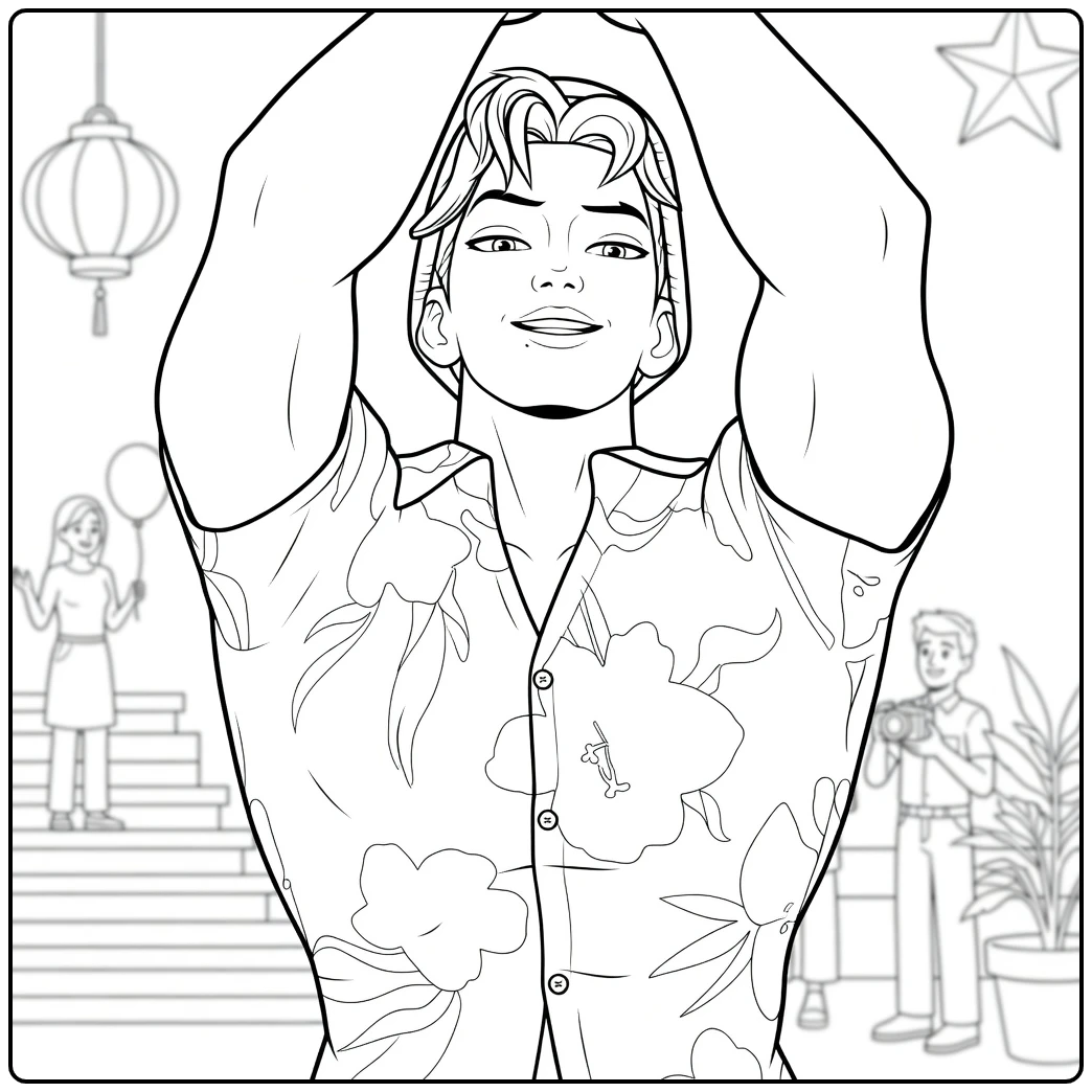 Kpop Demon Hunters Abby Saja Arms Raised Pose coloring page