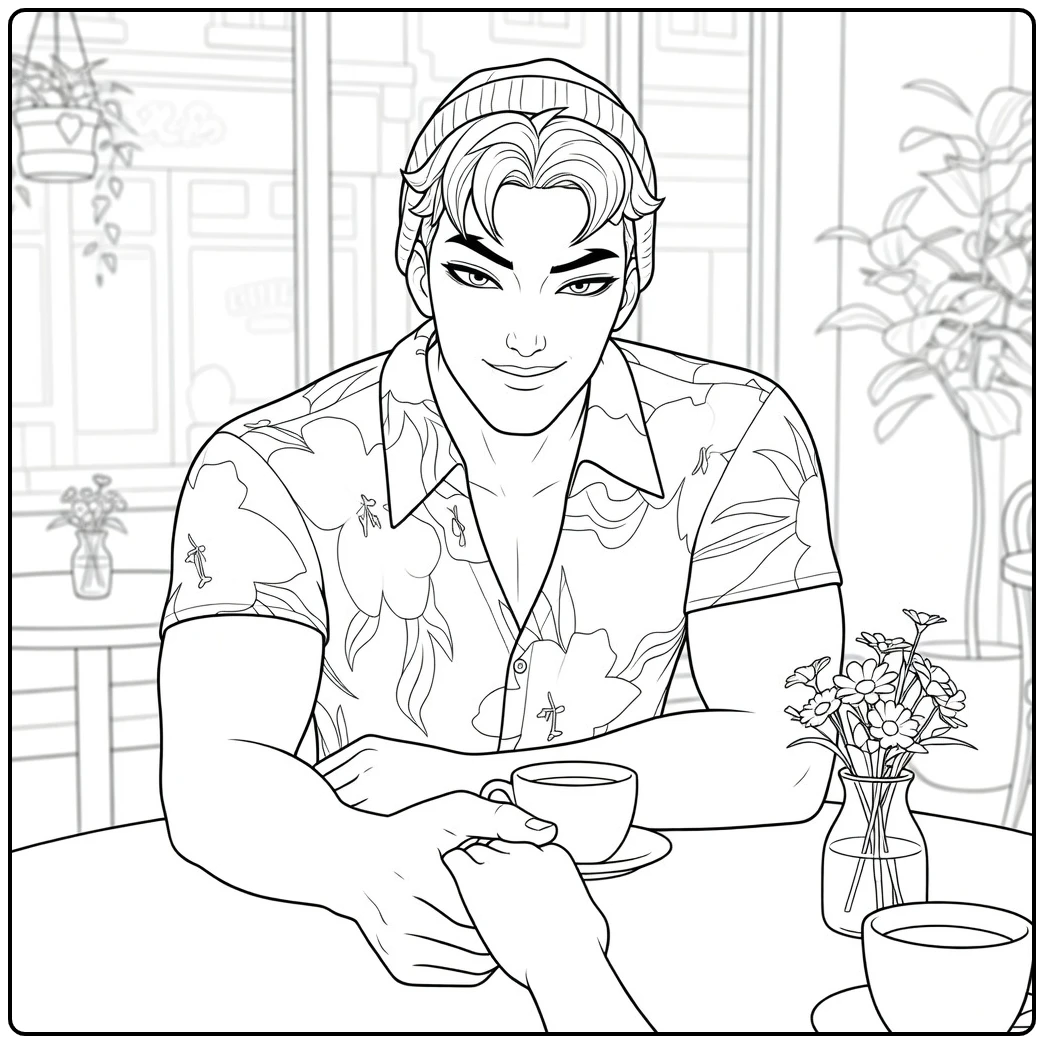 Kpop Demon Hunters Abby Saja Drinking Tea coloring page