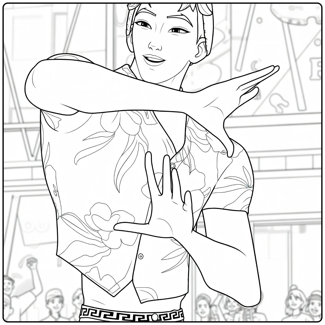 Kpop Demon Hunters Abby Saja with Cool Pose coloring page