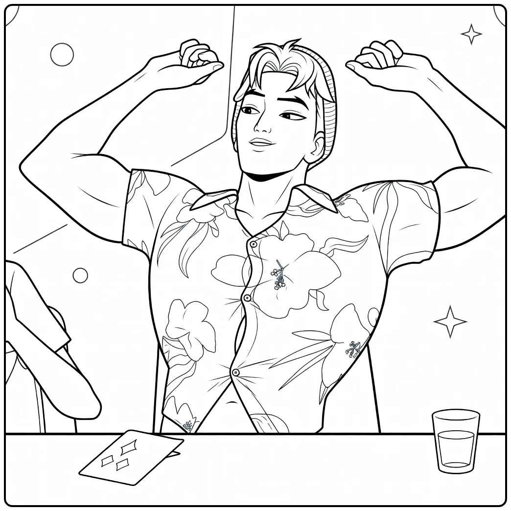 Kpop Demon Hunters Abby Saja Tough Muscle Pose coloring page