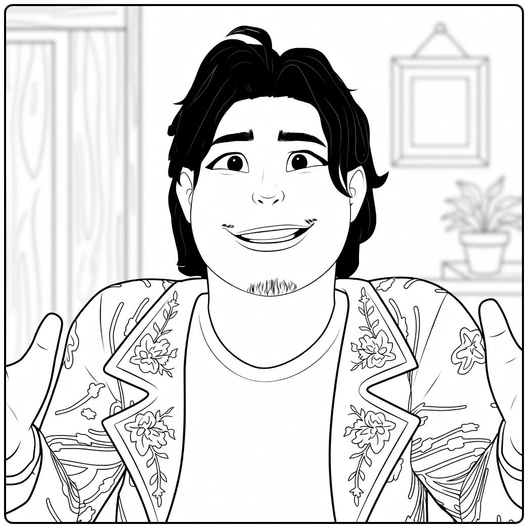 Kpop Demon Hunters Bobby in Cheerful Pose Room coloring page
