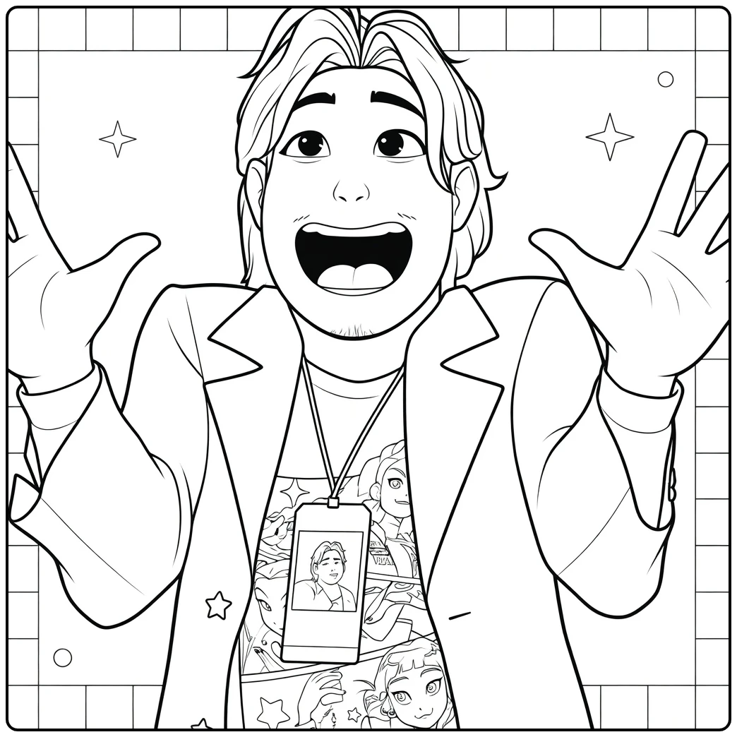 Kpop Demon Hunters Bobby Cheering Excitedly coloring page