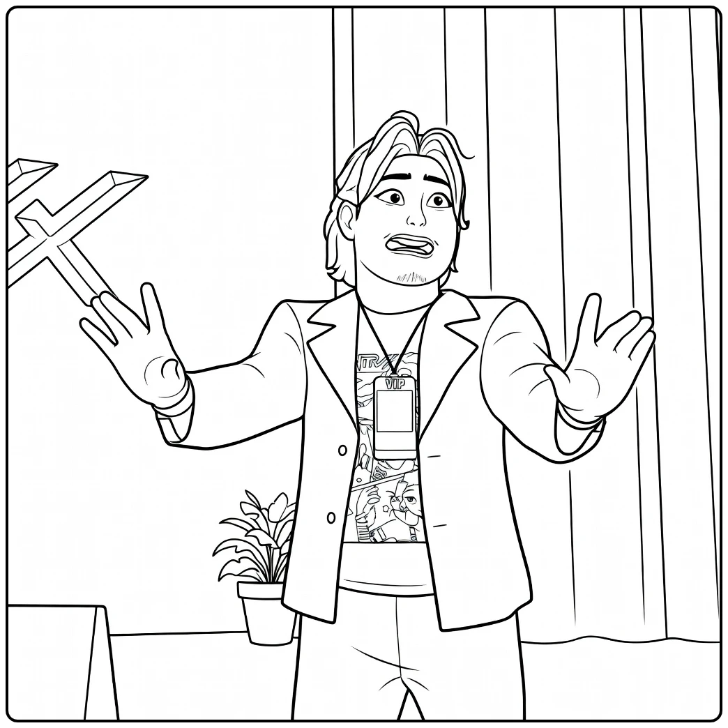 Kpop Demon Hunters Bobby Surprised Posing coloring page