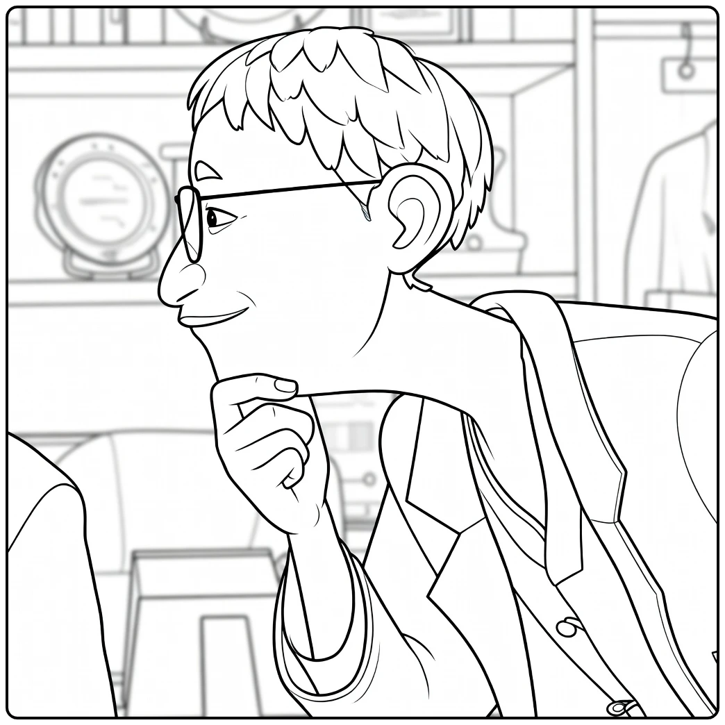 Kpop Demon Hunters Healer Han Glasses Lab Coat coloring page