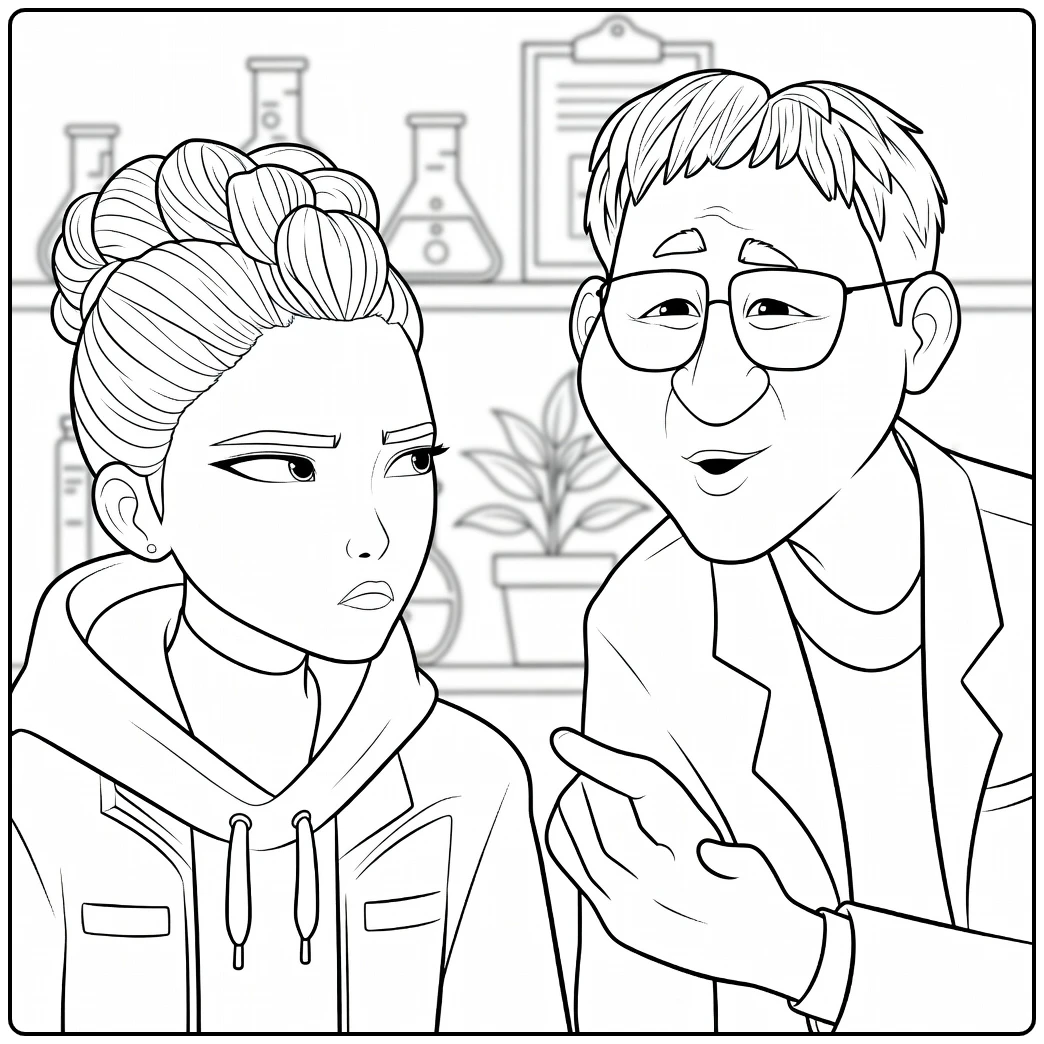 Kpop Demon Hunters Healer Han Lab Conversation coloring page