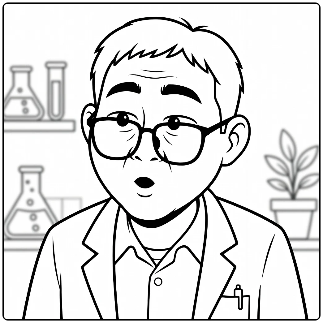 Kpop Demon Hunters Healer Han with Glasses and Lab Coat coloring page