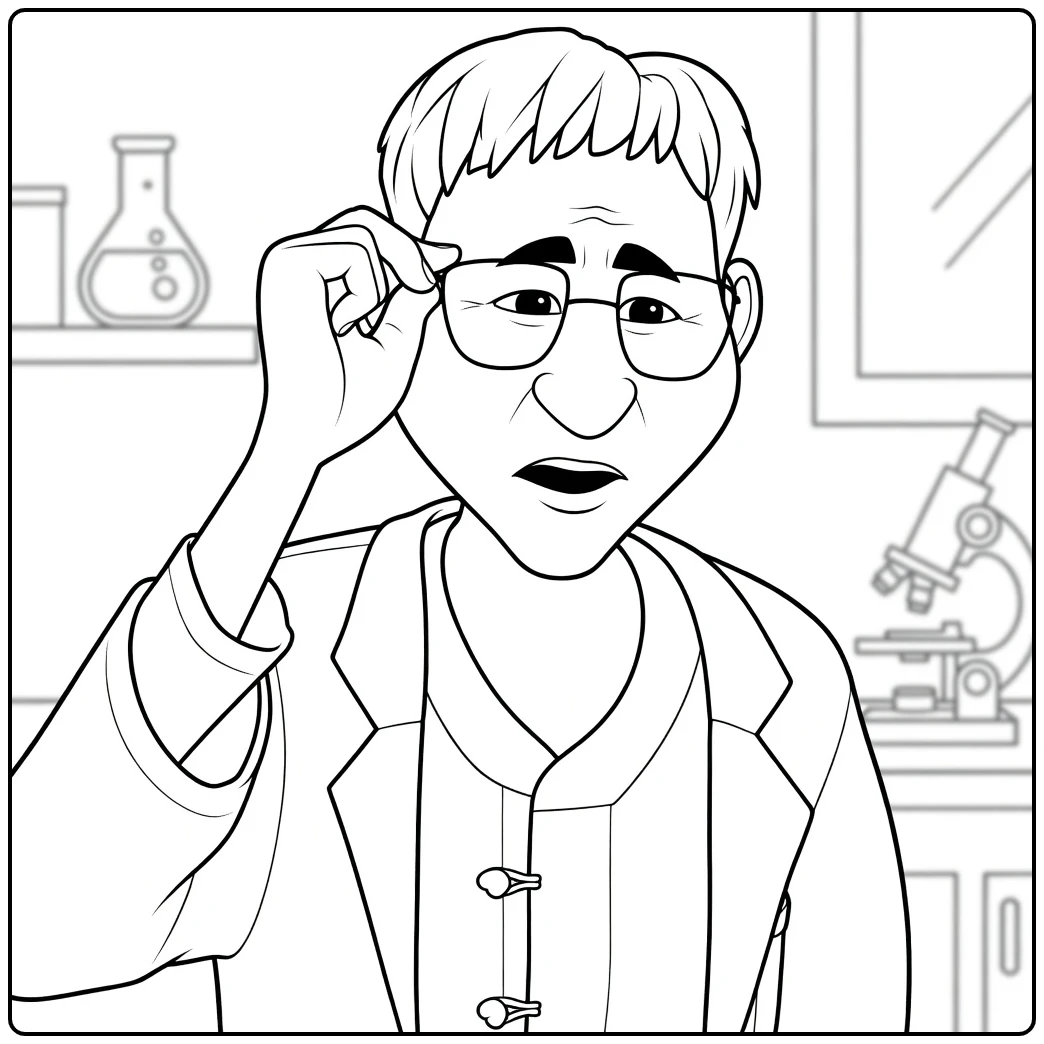 Kpop Demon Hunters Healer Han coloring page in a laboratory