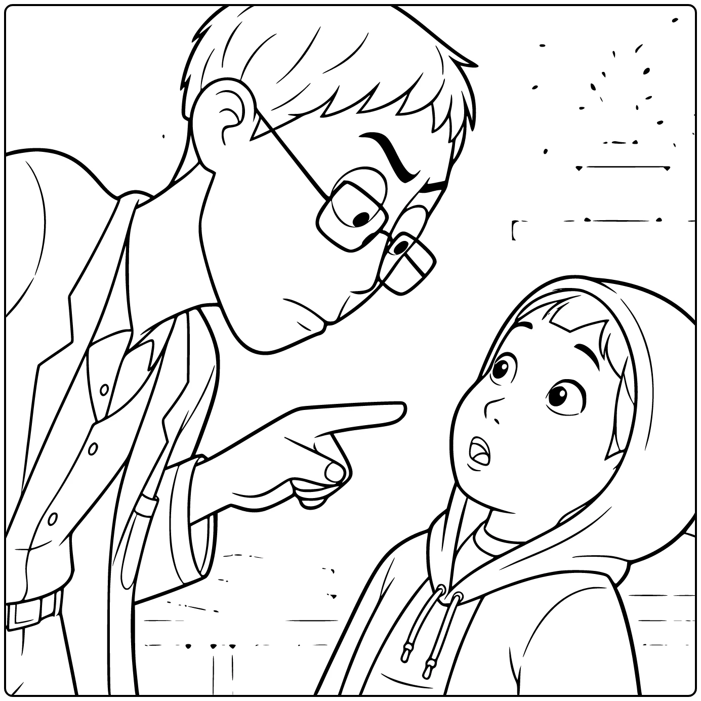 Kpop Demon Hunters Healer Han Pointing Stern Boy coloring page