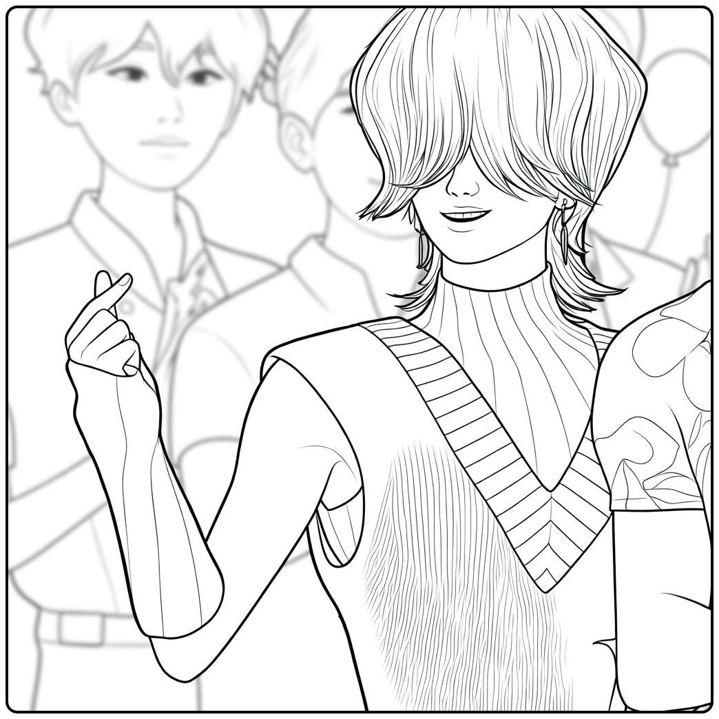 Kpop Demon Hunters Mystery Saja with Bangs coloring page