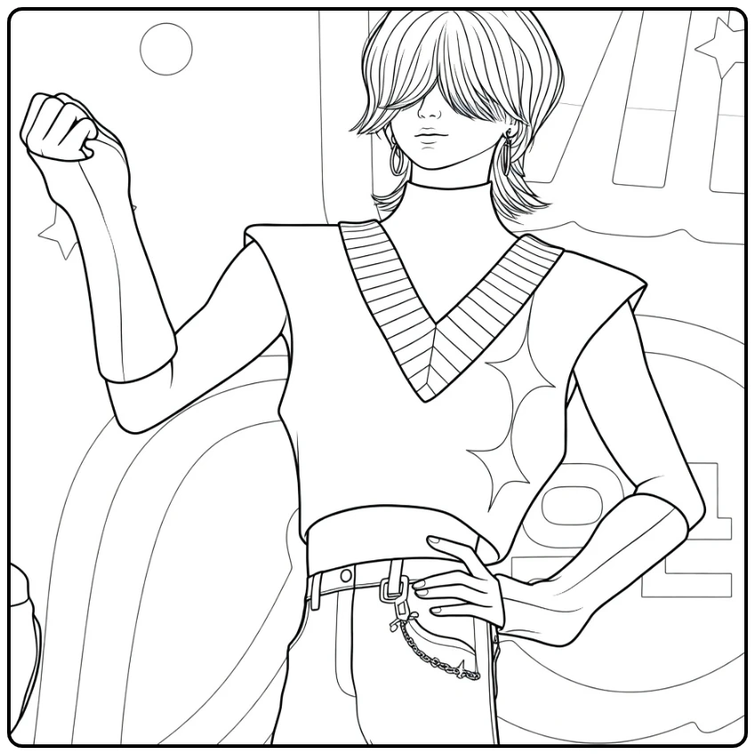 Kpop Demon Hunters Mystery Saja with Stars coloring page