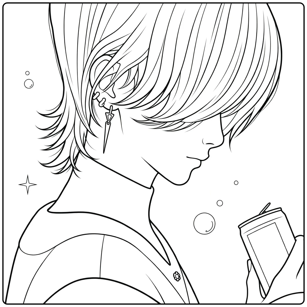 Kpop Demon Hunters Mystery Saja Profile Bubbles coloring page