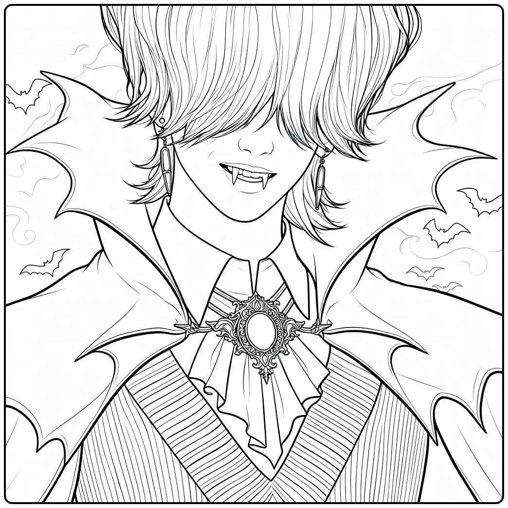 Kpop Demon Hunters Mystery Saja Tough Vampire Boy coloring page