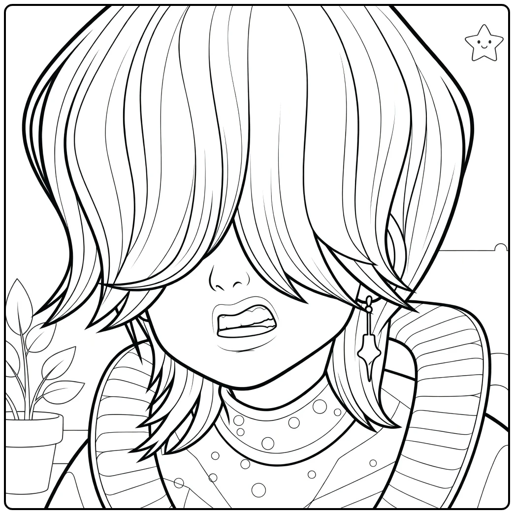 Kpop Demon Hunters Mystery Saja Surprised coloring page