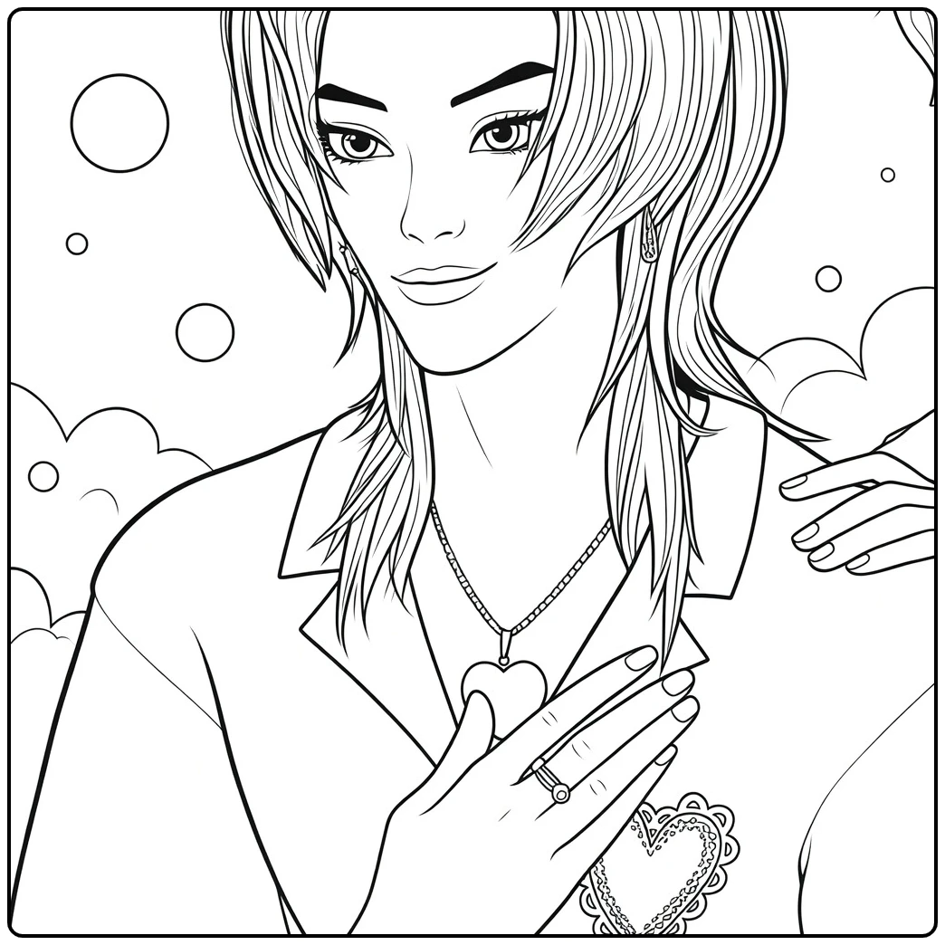 Kpop Demon Hunters Romance Saja Anime coloring page