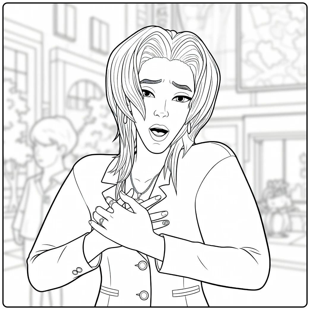 Kpop Demon Hunters Romance Saja Surprised Woman coloring page