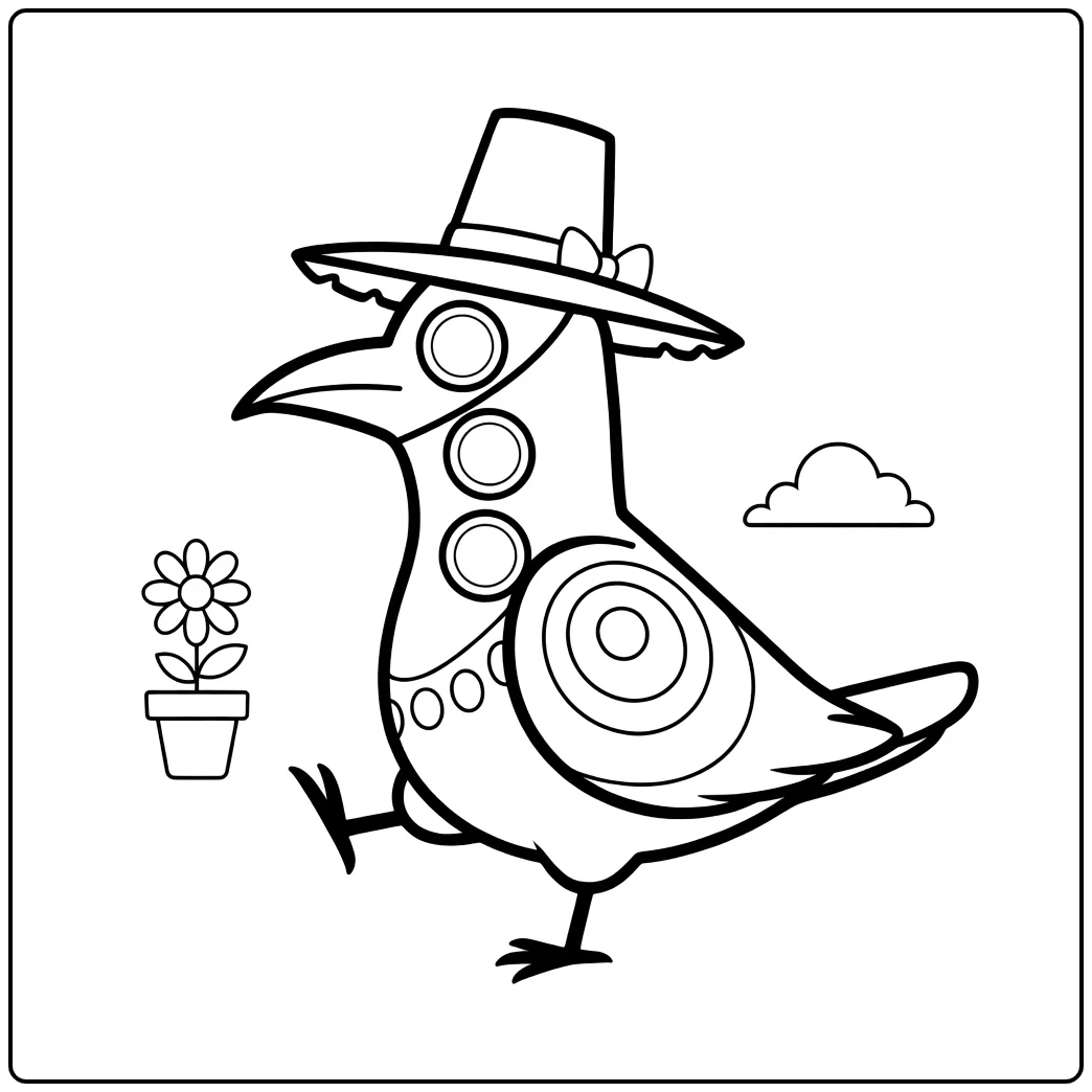 Kpop Demon Hunters Sussie in Stylish Hat with Flower coloring page