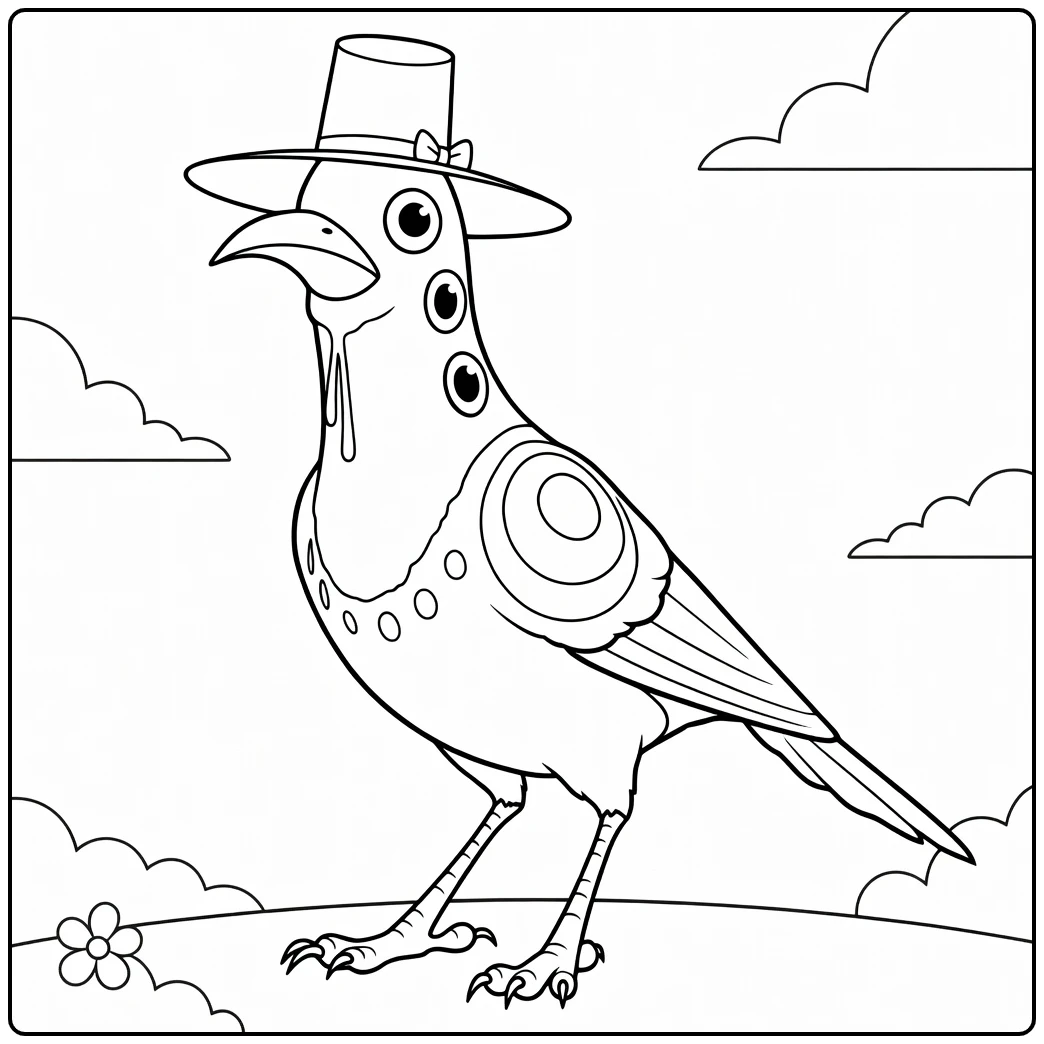 Kpop Demon Hunters Sussie with Hat and Eyes coloring page