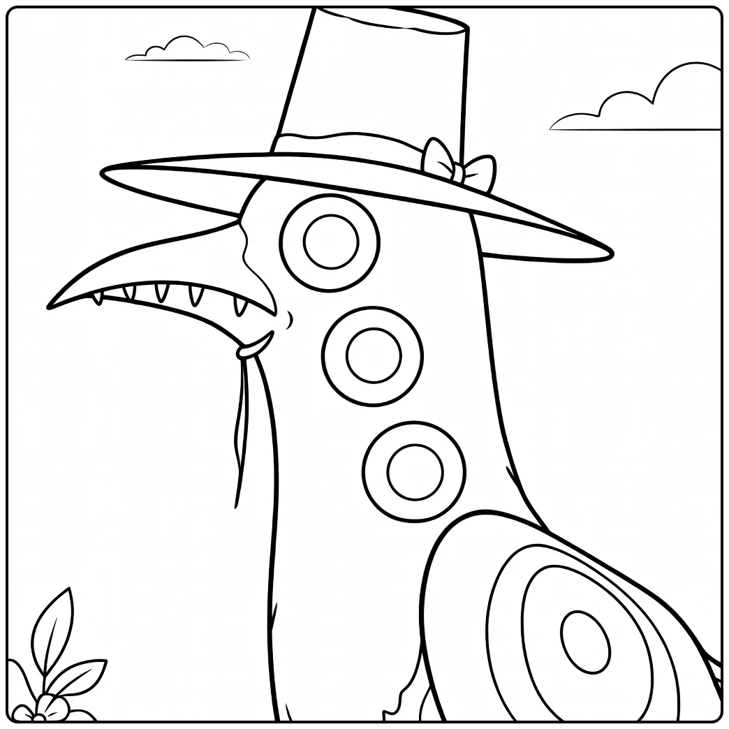 Kpop Demon Hunters Sussie Plague Doctor Crow coloring page