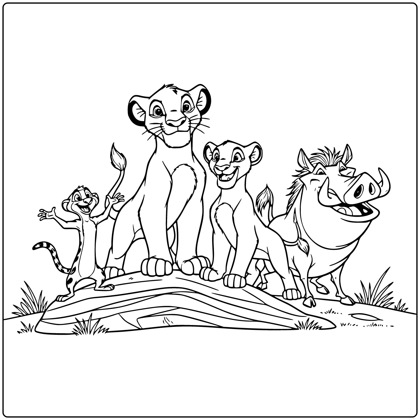 The Lion King with Simba Standing on Pride Rock coloring page