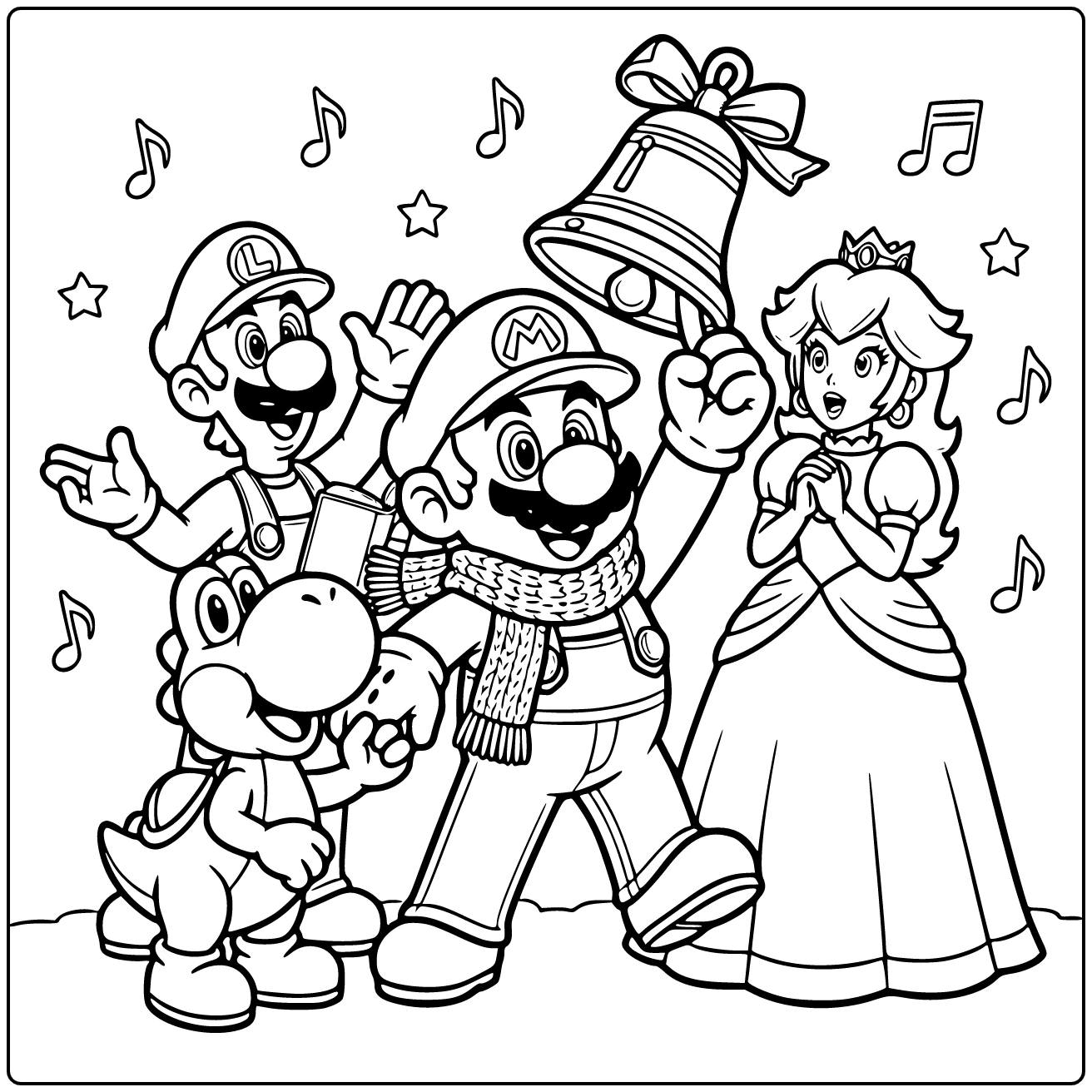 Mario Christmas with a Holiday Bell Outfit coloring page