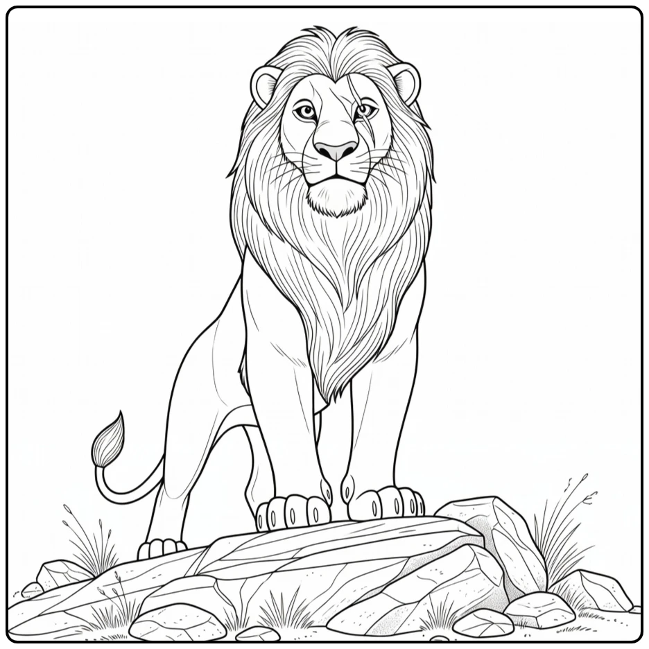 Scar on Rock with Dry Grass and Stone Profile View coloring page