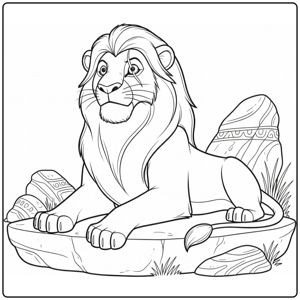 Resting with Scar Above Eye and Rocks coloring page