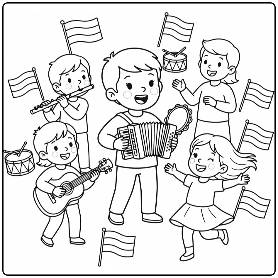 King's Day Central Child Singer Music Show coloring page