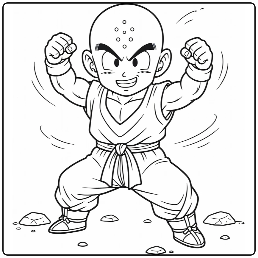 Krillin in Determined Fighting Stance coloring page