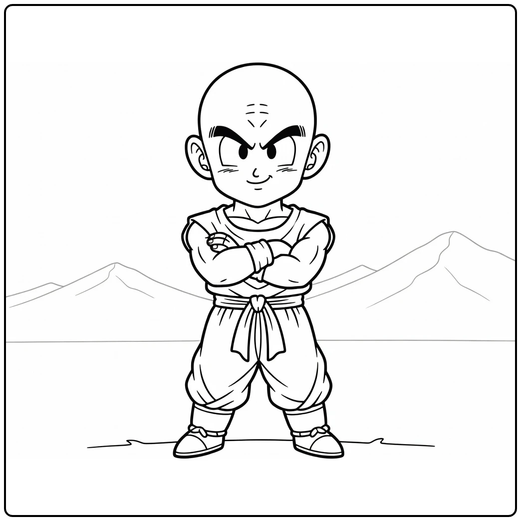 Krillin Confident Standing with Uniform coloring page