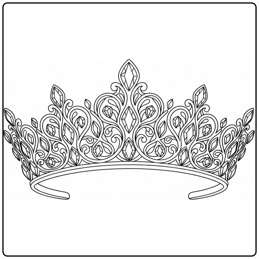King's Day Crown Elegant Queen Tiara coloring page