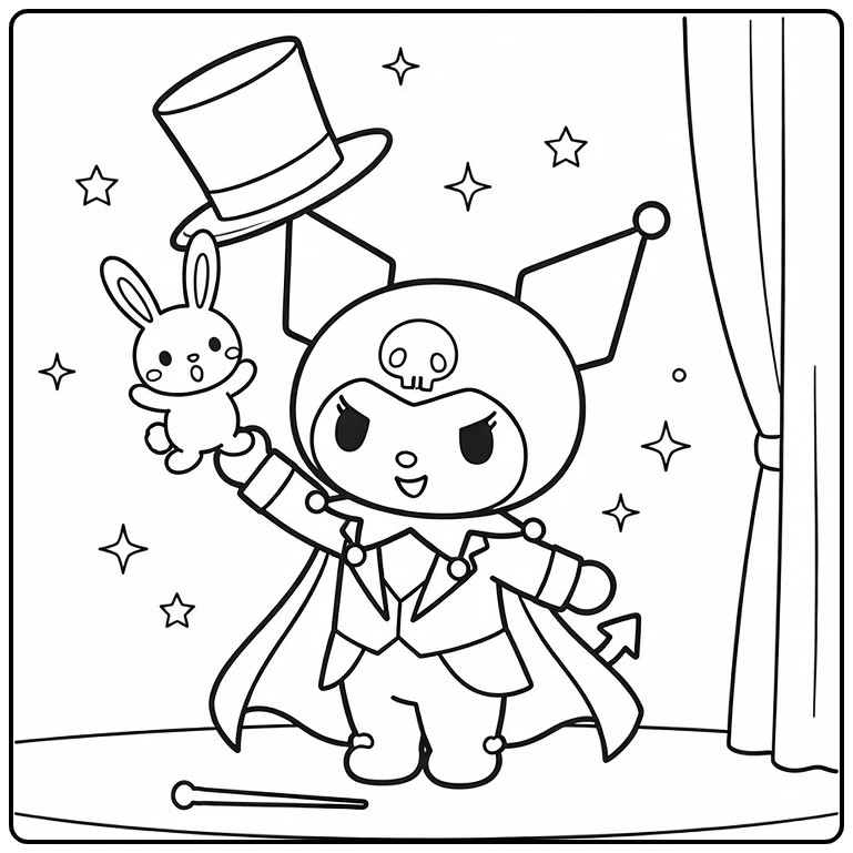 Magical Kuromi on Stage coloring page