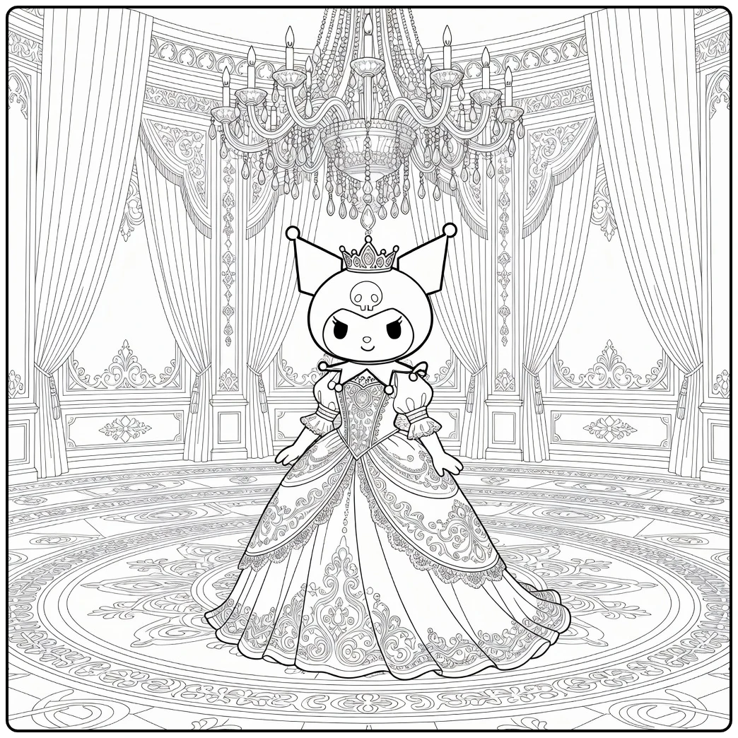 Kuromi Detailed as Royal Princess coloring page