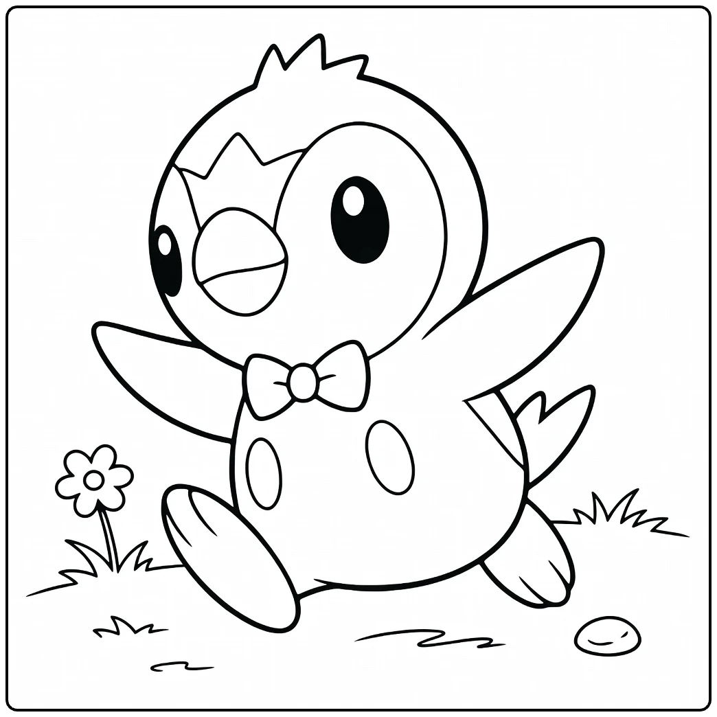 Kyogre Water Pokemon Happy Piplup coloring page