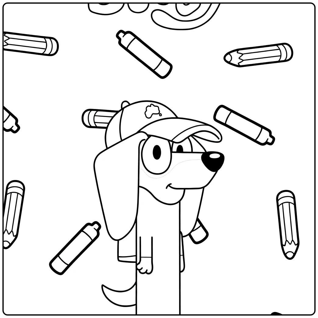 Fun Jack Bluey School Supplies coloring page