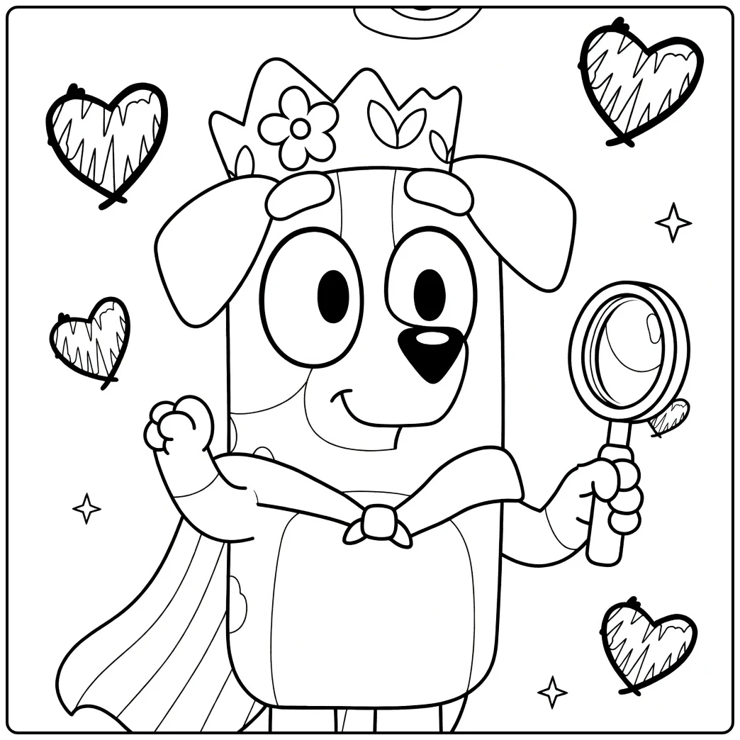 Fun Bingo Bluey as Detective Queen coloring page
