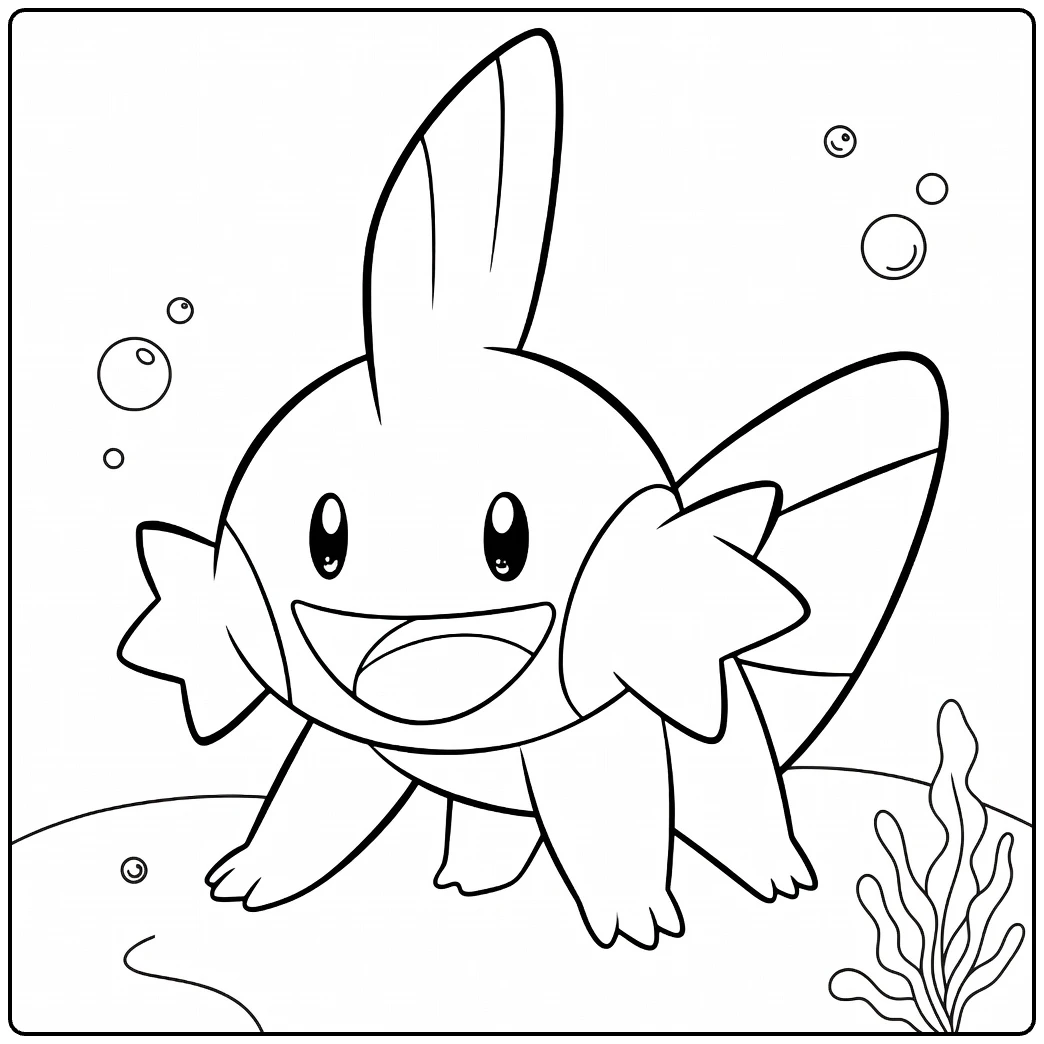 Fun Mudkip Water Pokemon for Kids coloring page
