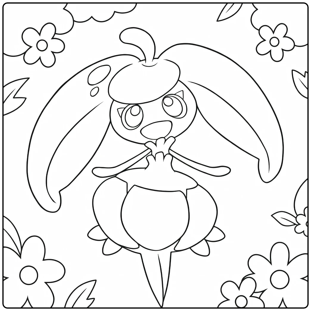 Fun Pokemon Steenee Flowers and Clouds coloring page